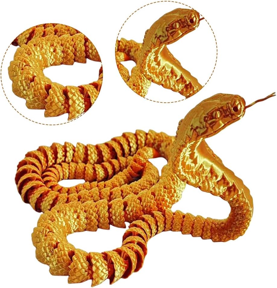 3D Printed Snake Cobra-3D Printed Animals Fidget Toy Creative 3D Printed Animals Articulated Snake Collectibles Home Office Executive Desk Decor
