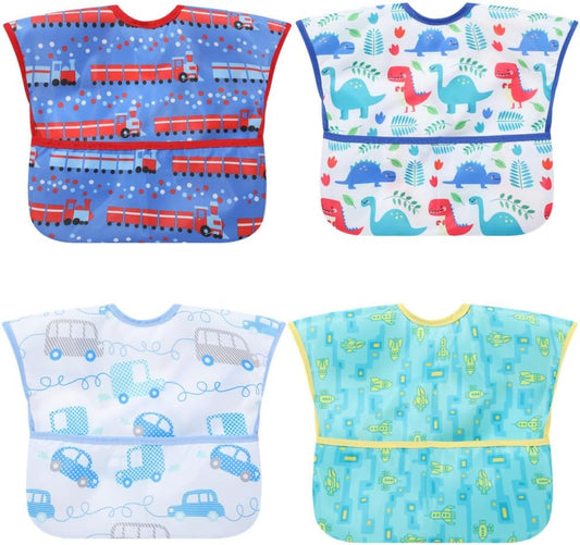 Baby bibs Waterproof Toddler bib - Feeding bib with Pocket for Infant Boy Girl Washable 6-36M
