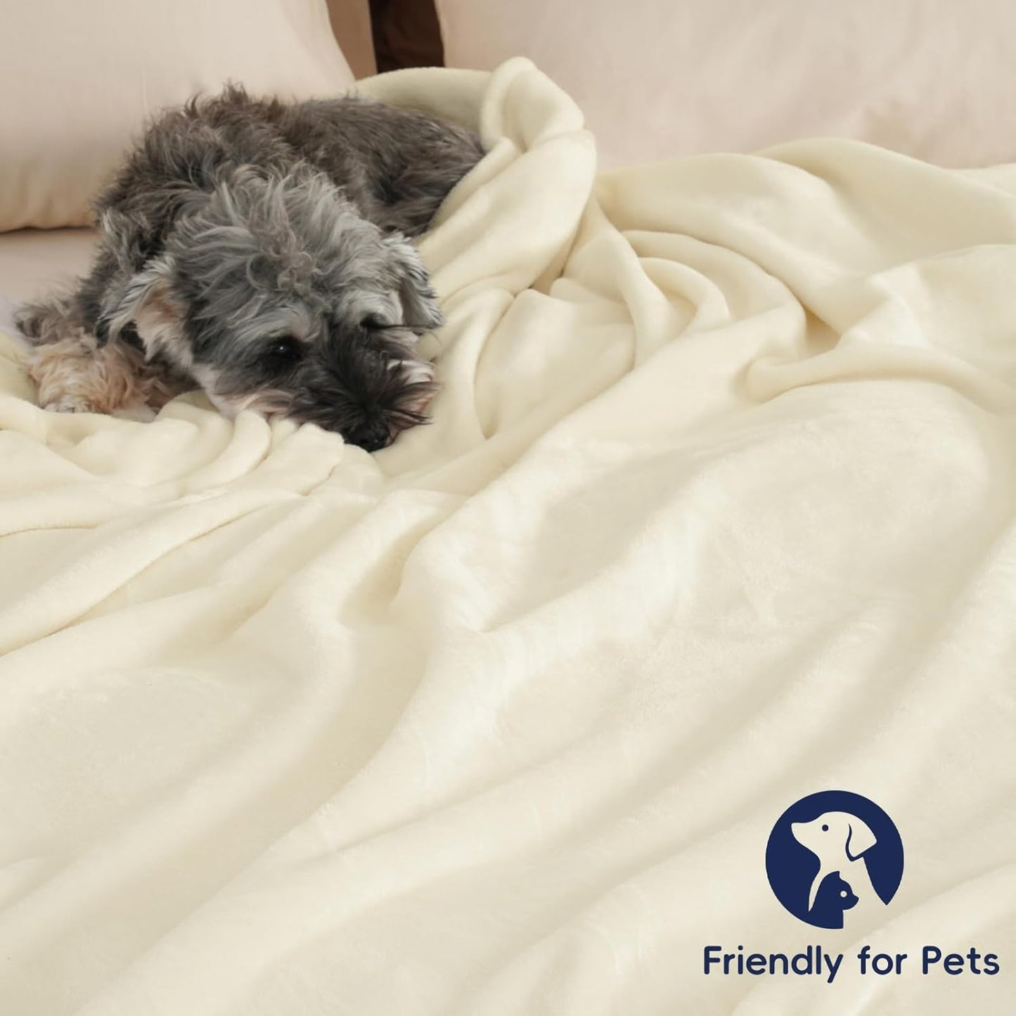 PHF Ultra Soft Fleece Blanket Twin Size, No Shed No Pilling Luxury Plush Cozy 300GSM Lightweight Blanket for Bed, Couch, Chair, Sofa Suitable for All Season, 66" x 90", Cream