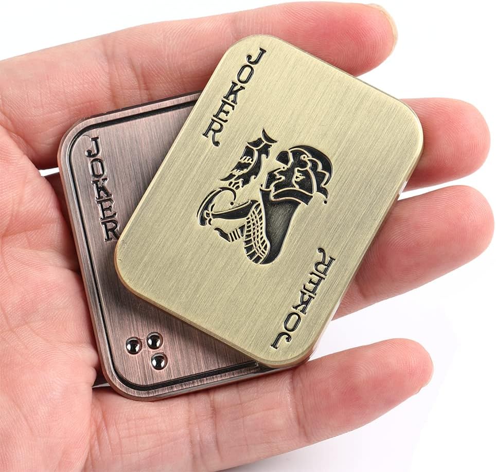 Magnetic Metal Fidget Toys - Metal Poker Push Card Fidget Slider Stress Relief Toy, Men’s EDC Toy Fidget Toy Haptic Coin, Office Desk Toys Gifts for Boyfriend and Father (Joker 1)