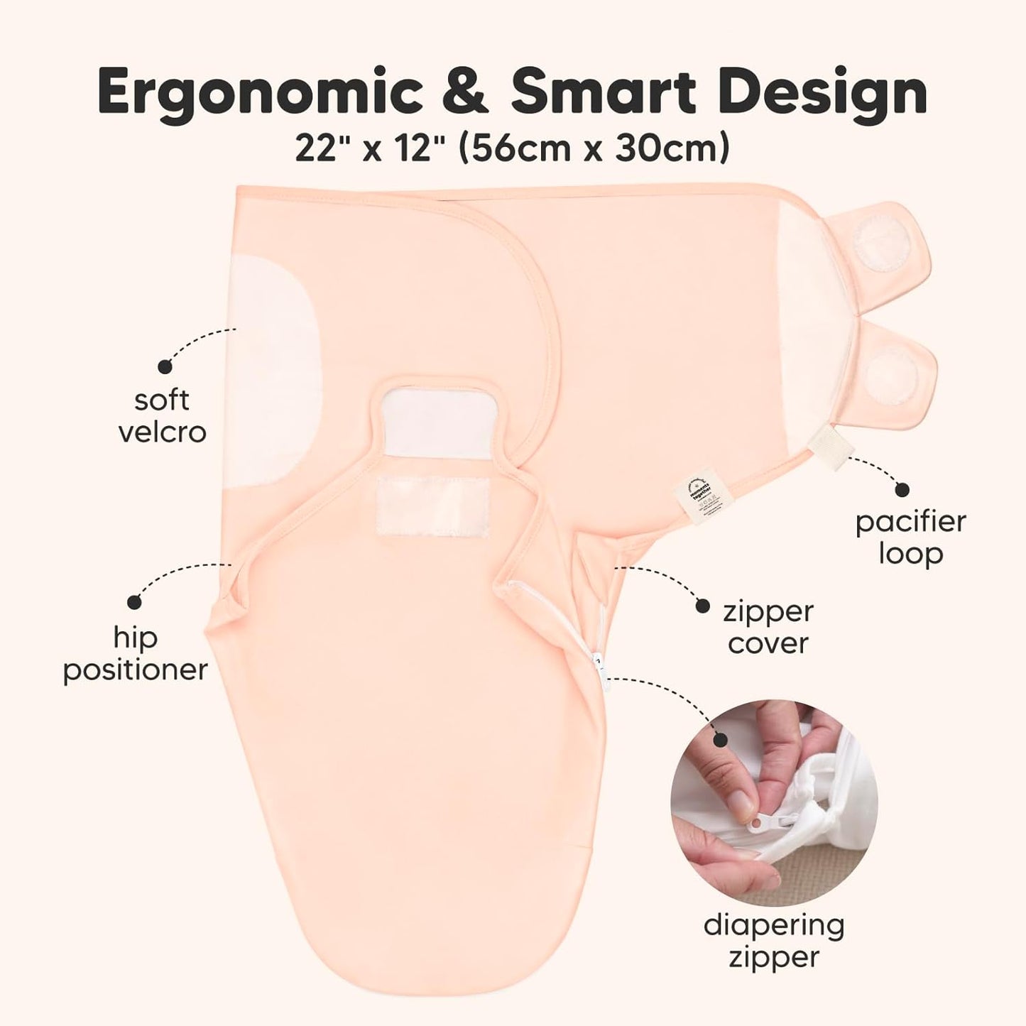 Baby Swaddle Sleep Sacks with Zipper - 3-Pack Swaddles for Newborns 0-3 Months, Infant, Baby Girls, Boys, Soft & Durable Newborn Sleep Sack,Easy Diaper Change Swaddling Blanket(Angelic)