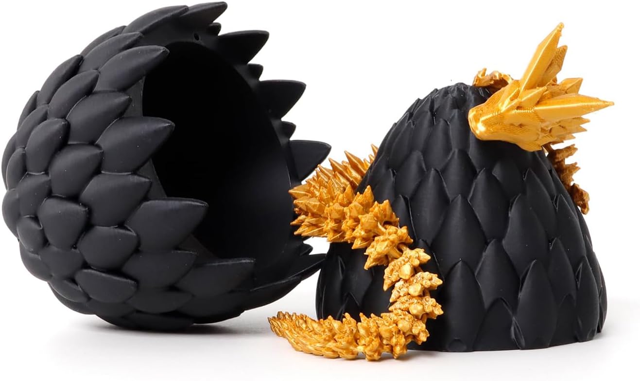 Easter Dragon Eggs 3D Printed Dragon Egg with Dragon Inside Articulated Crystal Dragon Fidget Toy Mystery Easter Suprise Home Office Decor Executive Desk Toys