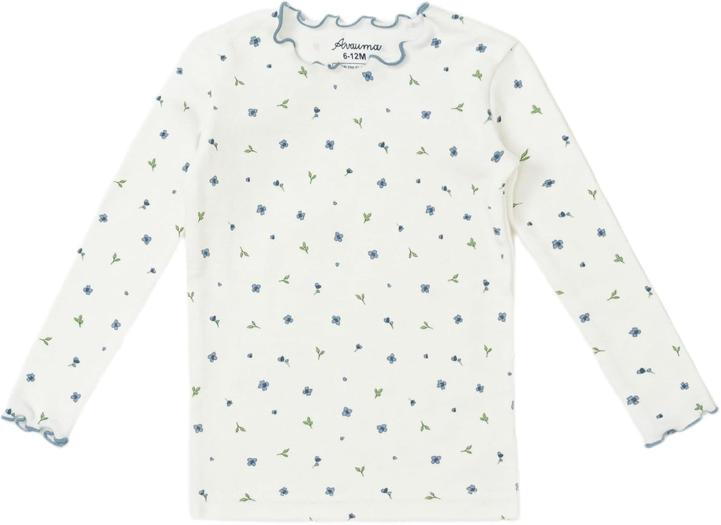 AVAUMA Baby Boy Girl Pajama Set 6M-7T Kids Cute Toddler Snug fit Flower Pattern Design Pjs Cotton Sleepwear Ruffled Shirring