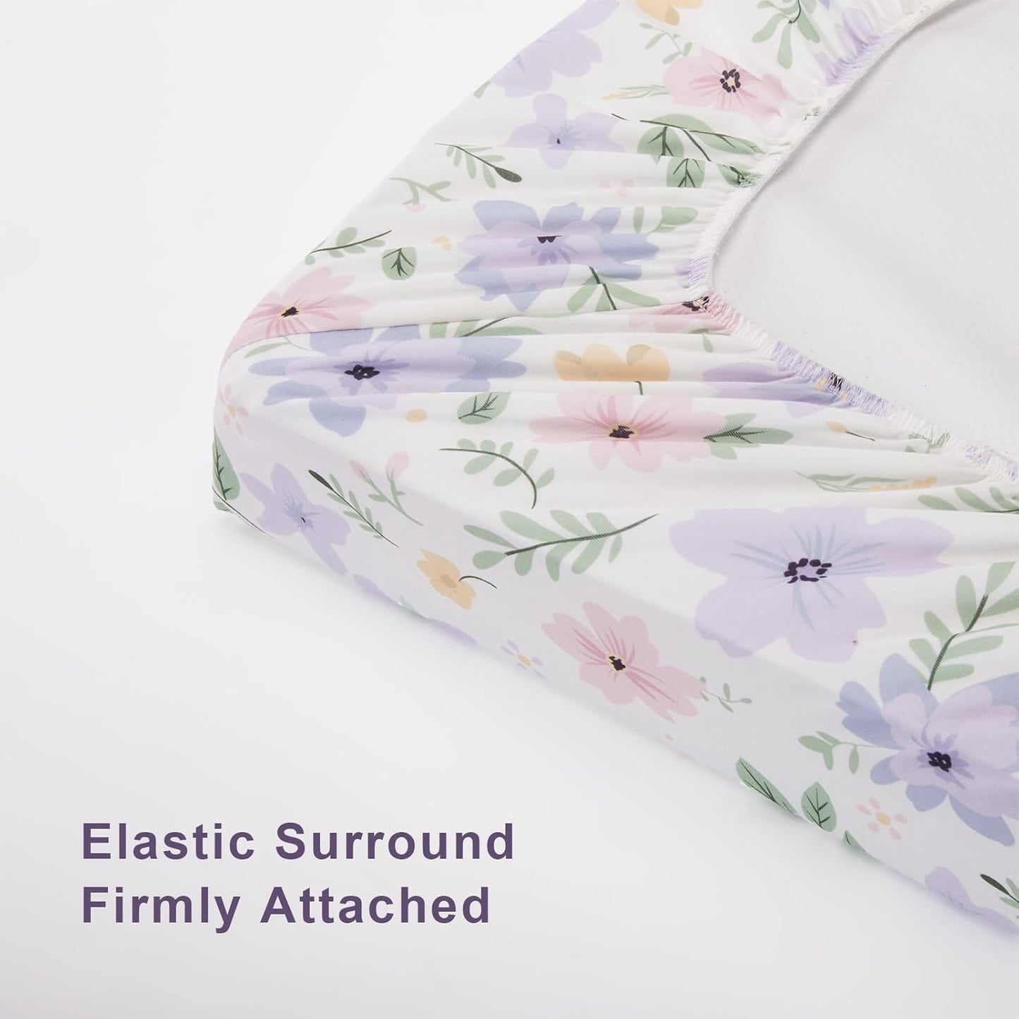 TILLYOU Changing Pad Cover Set in Soft Jersey Material - Fits 32"/34''x16 Contoured Pad for Babies, Brilliant Little Flowers and Purple