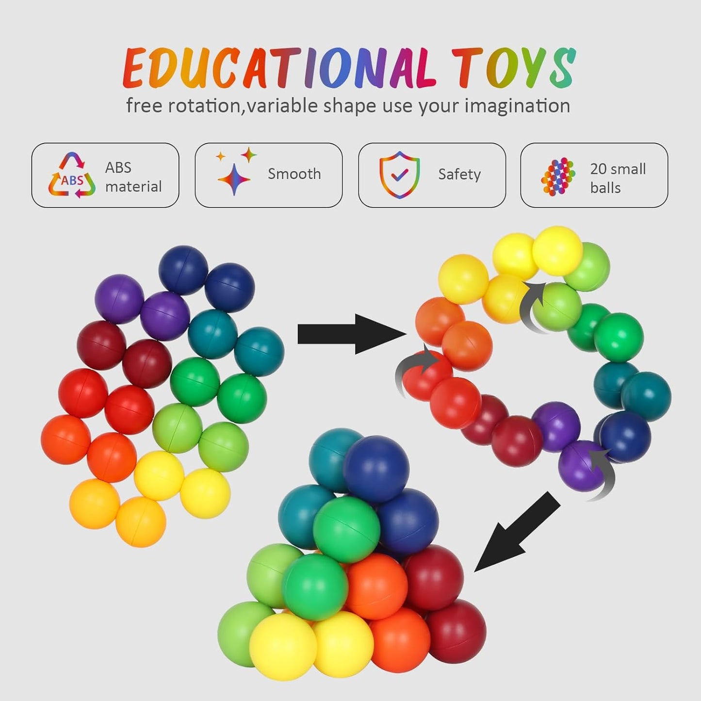 2PCS, Autistic Calm Down Fidget Sensory Ball Toys Small Cool Autism Stress Relief Anxiety Toys Calming Corner Item Gift for Boy Girl 3-12 Year Old Age