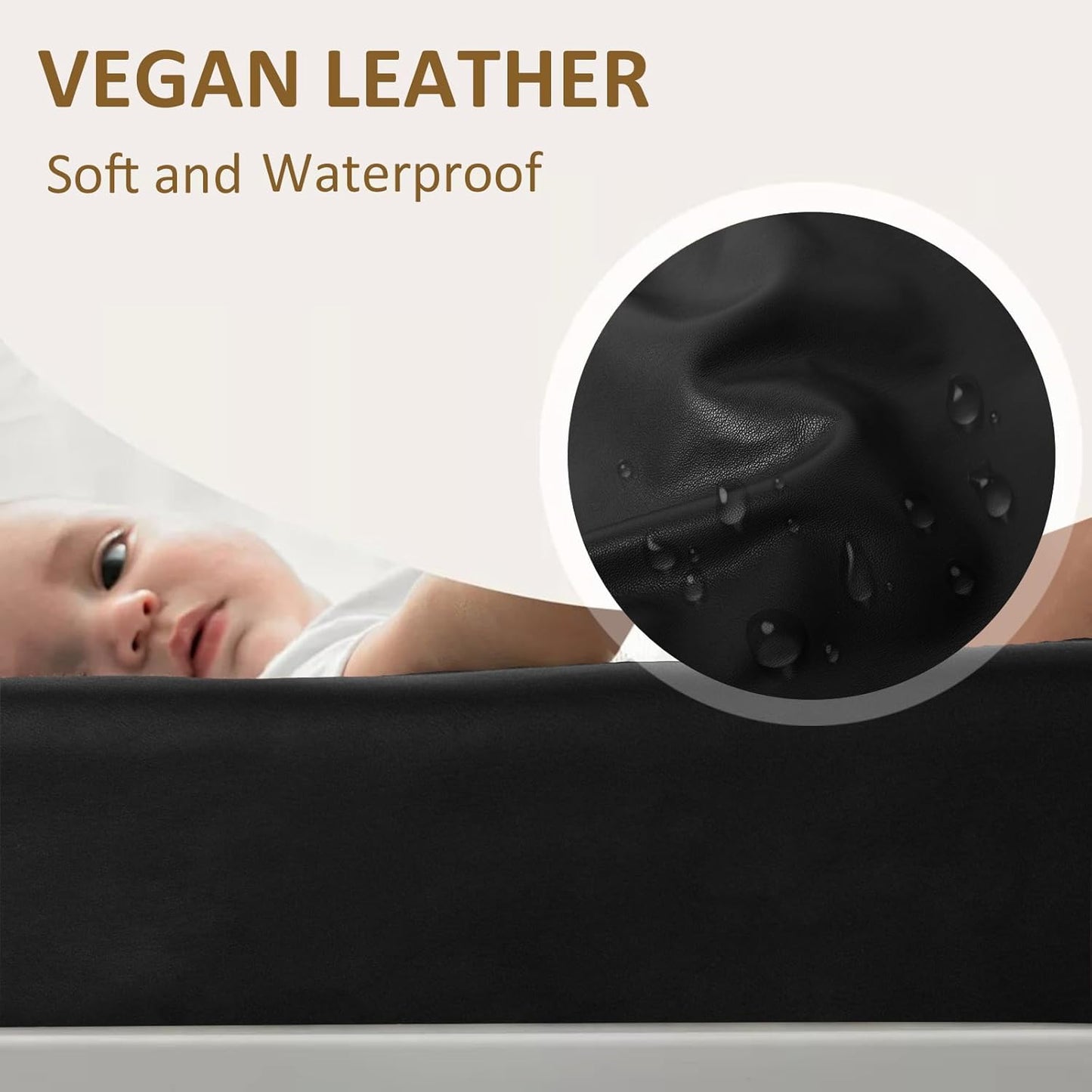 Owlowla Changing Pad Cover,Waterproof Changing Pad Covers-Soft Leather Diaper Changing Table Cover,Fits Standard Changing Pads for Baby Boy Girl（Black）