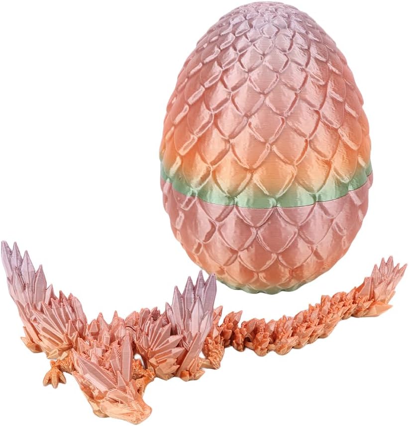 Cessfle 3D Printed Dragon in Egg, Fly Dragon Egggs with Dragon Inside Full Articulated Dragon Egggs for House of Dragon Crystal Fidget Dragon Egg Toys, Home Office Decor Executive Desk Toy