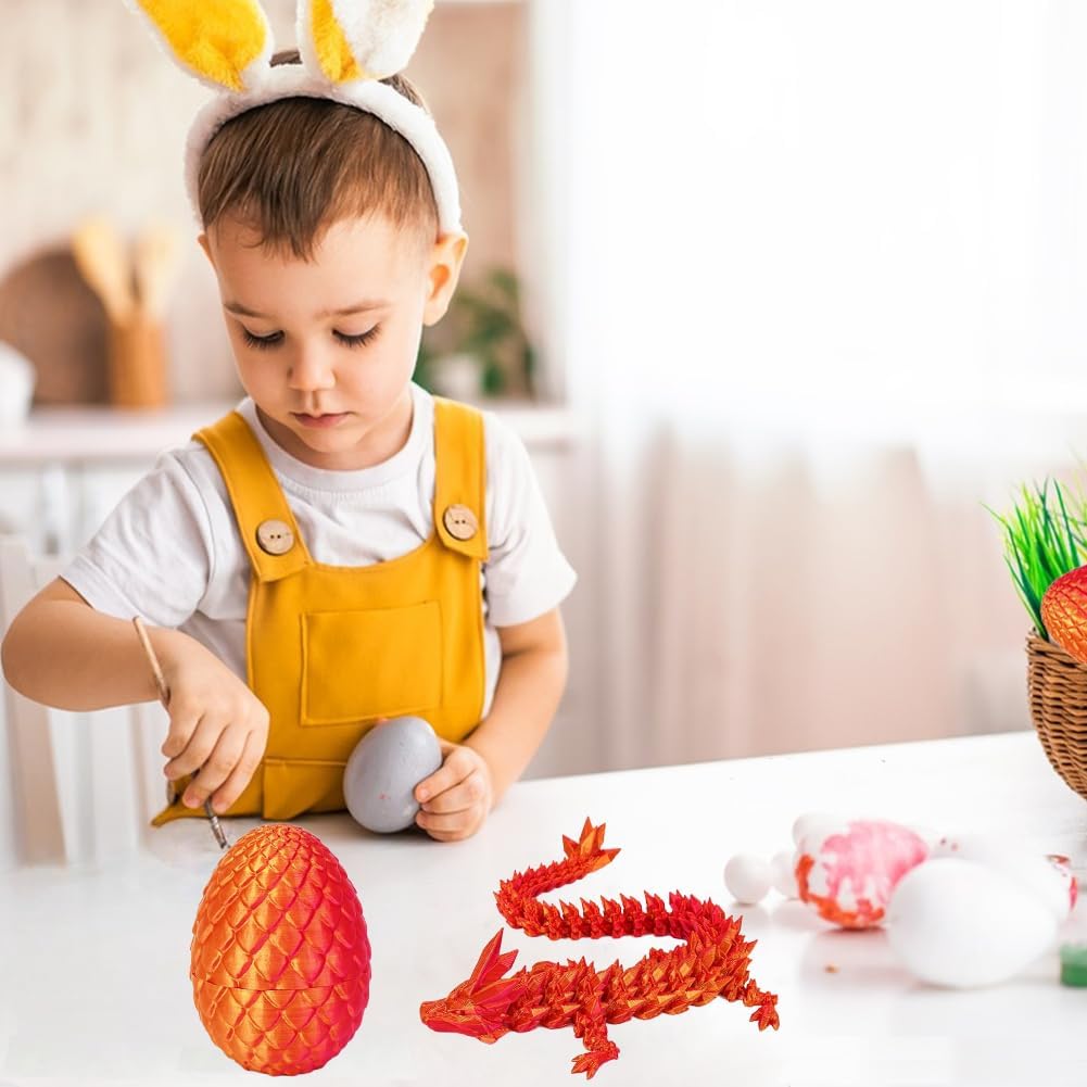 Crystal Dragon Egg Fidget Toy - 3D Dragon Eggs with Dragon Inside Fidget, 3D Printed Dragon Egg Fidget for Gifts, Home Office Decor Executive Desk Toy, Laser Red