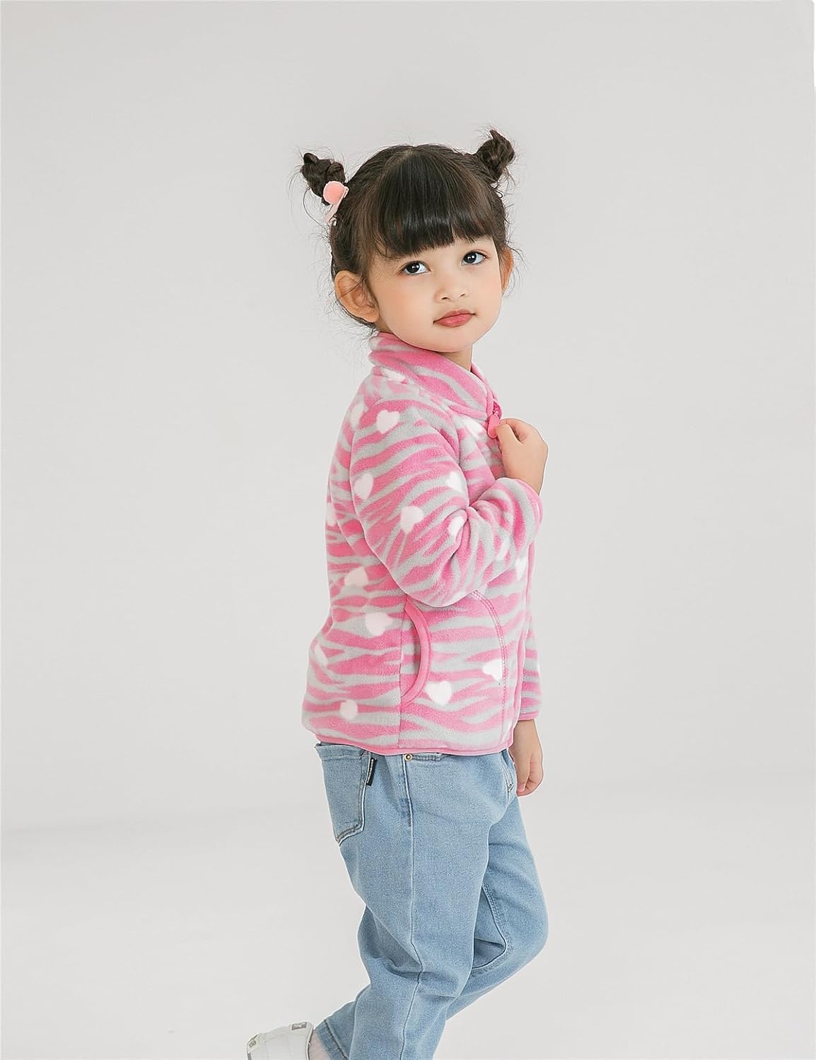 Kids Printed Polar Fleece Jacket Toddler Baby Boys Girls Autumn Winter Warm Sherpa Lining Outerwear Soft Lightweight