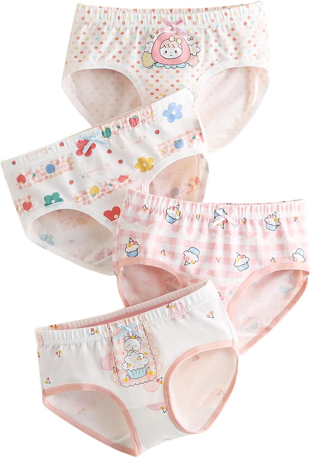 Haloumoning Girls Underwear Soft Cotton Underwear Toddler Girls Briefs Kids Comfy Panties,4-pack