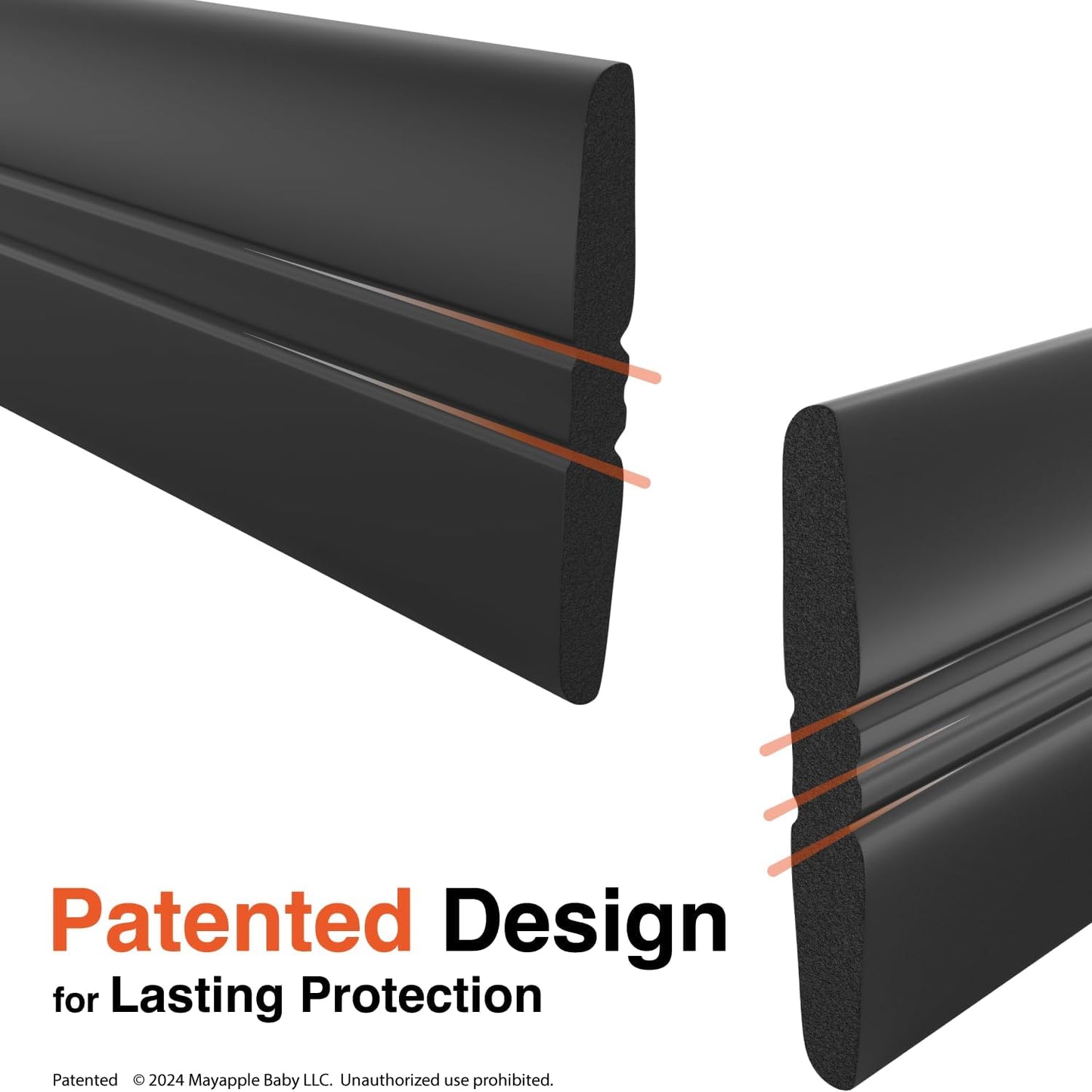 Roving Cove PreFit (Broad) Fireplace Edge Corner Protector (Extra Wide 9ft Edge 2 Corners), Baby Proofing Bumper Guards, Onyx Black, Pre-Taped, for Straight Surfaces - New & Improved