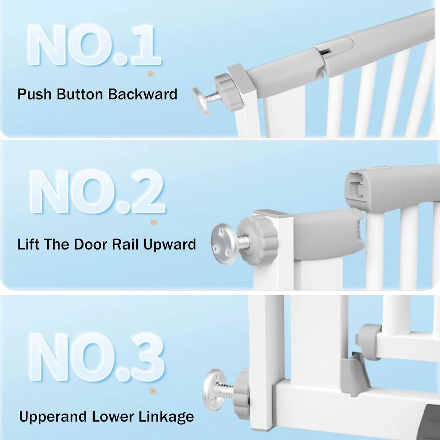 51 Inch Extra Tall Baby Gate Auto Close Cat Gate Adjustable 29.92"-43" Wide Pressure Mounted Pet Gate for Doorways,Stairs, House (White, 51.18 inch)