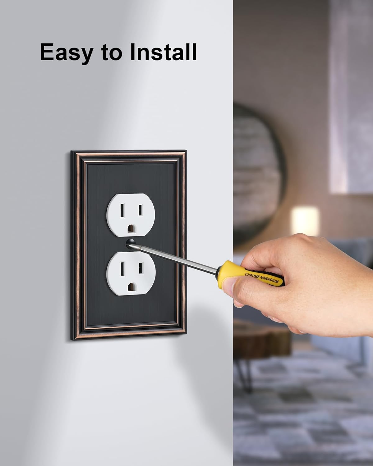 4-Pack Single Duplex Outlet Cover Plate, Decorative Aged Bronze Switch Plates and Outlet Covers, Metal Wall Plates for Electrical Outlets, 1 Gang Receptacle Cover, Corrosion Resistant