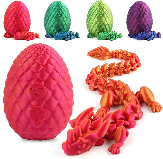 STONESTAR 3D Printed Dragon Fidget Toys, 12" Full Articulated Dragon in Mystery Egg, Home Office Decor Executive Desk Toys Xmas/Easter Gift for Dragon Lovers (Laser Red)