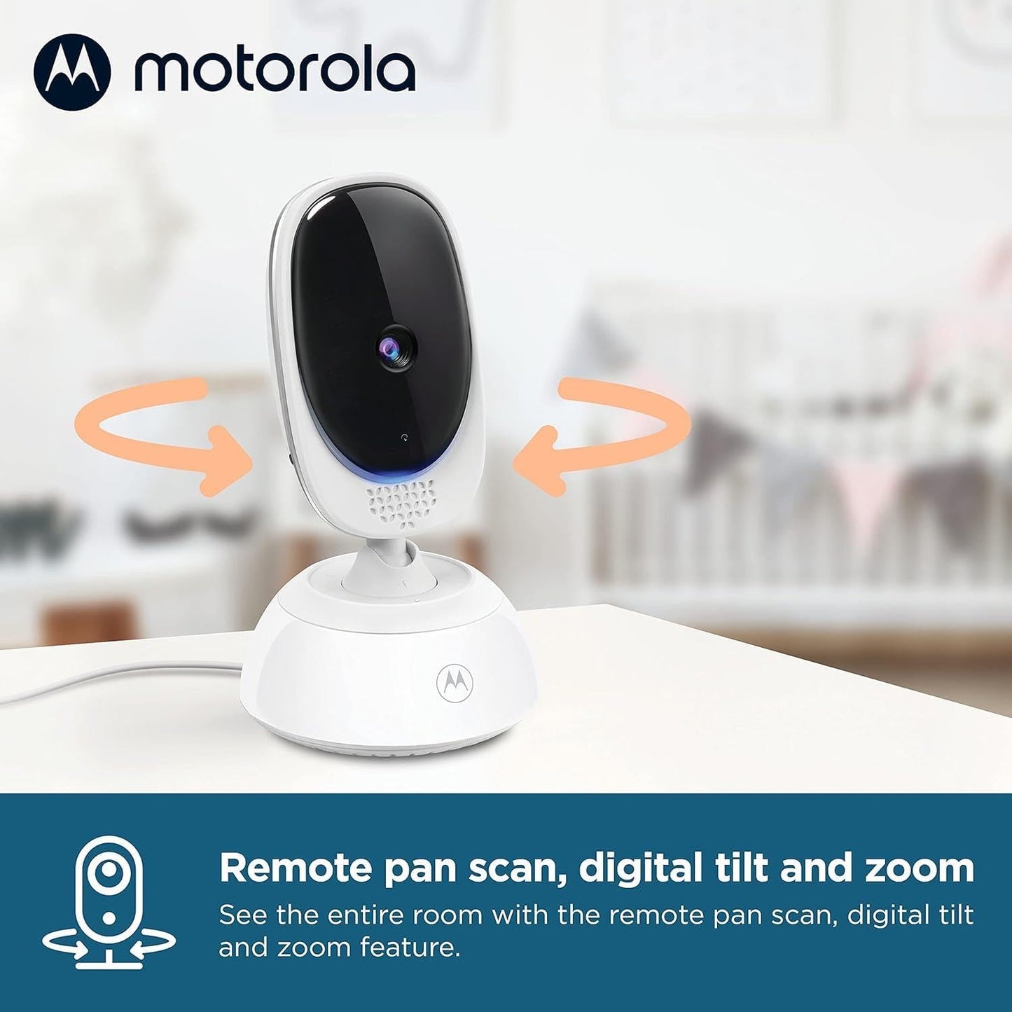 Motorola Nursery VM75 2-Camera Video Baby Monitor, 1000ft Range no WiFi 2.4 GHz Wireless, 5" Screen, 2-Way Audio, Pan/Tilt/Zoom, Room Temp, Lullabies, Night Vision (Renewed)