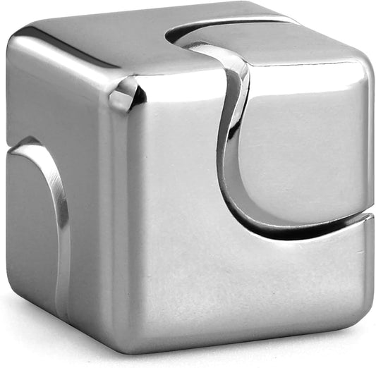 Fidget Cube Block Spinner Toy for Kid Adult, 2-in-1 Anodised Metal Hand Spinner Fidget Figit Gyro for Stress Relief, Cool EDC Spinning Top Desk Toy for Birthday Gift Classroom Prize