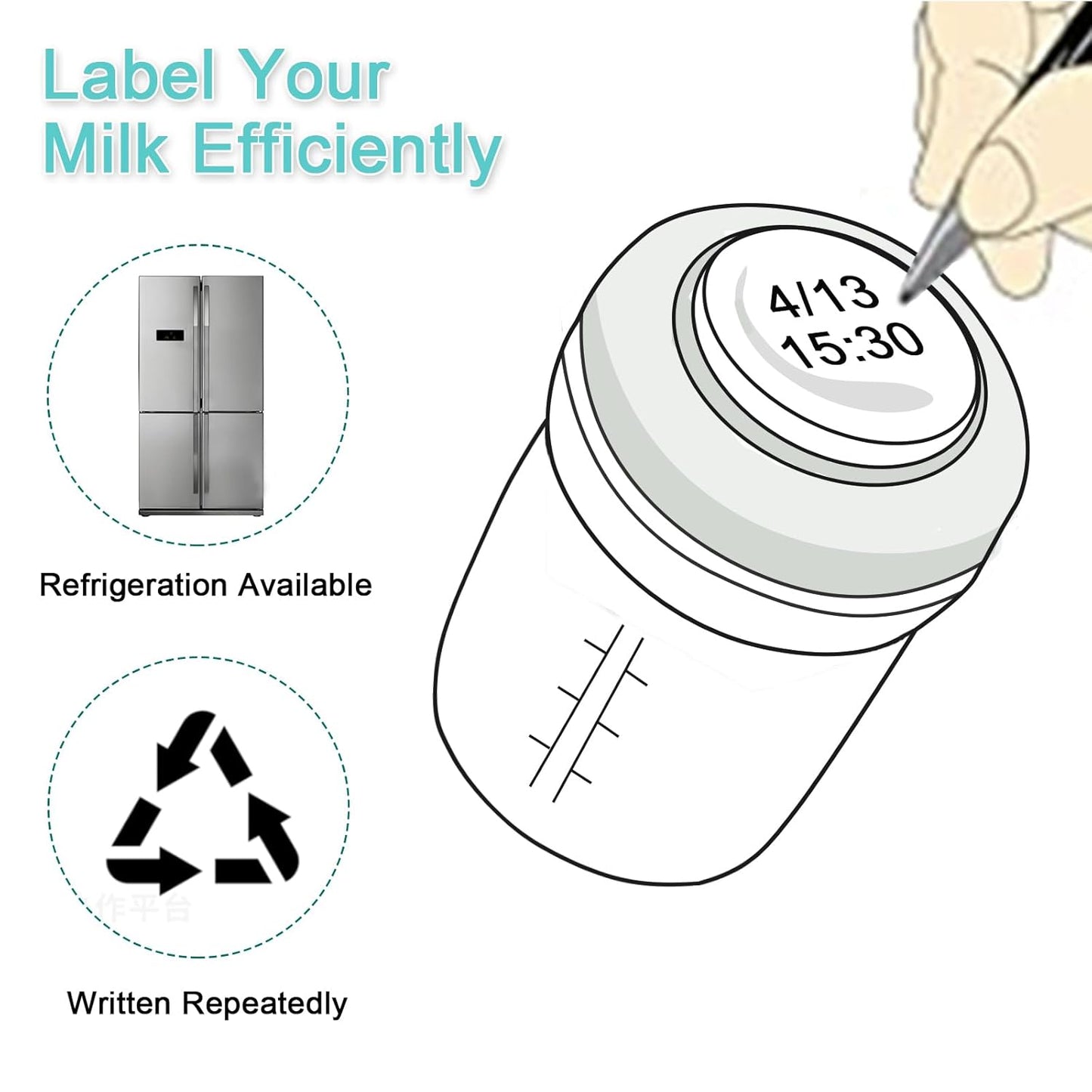 COMI Wide Neck Glass Breastmilk Collection n Storage Bottle, 8oz with Screw Ring Sealing Disk; Re-markable Sealing Disc. BPA Free, Fits Breast Pumps & Nipples (6 Gray Lids)