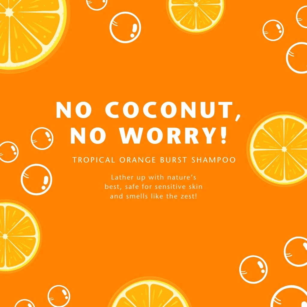 Clean Kids Naturally Tropical Shampoo- EWG Verified, All-Natural, Coconut-free, Gluten-free, Vegan, and Cruelty-free, Paraben-Free (2 Bottles, Orange Burst)