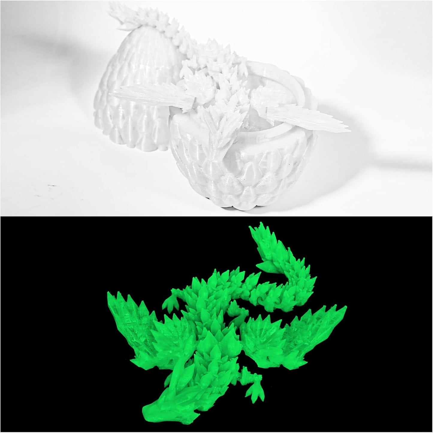 12inch Fly Dragon Egg, Year of The Dragon, 3D Printed Dragon, Executive Desk Toys, Articulated Dragon, Fidget Toys Gifts for Graduates Students Teachers Adults (Glow)