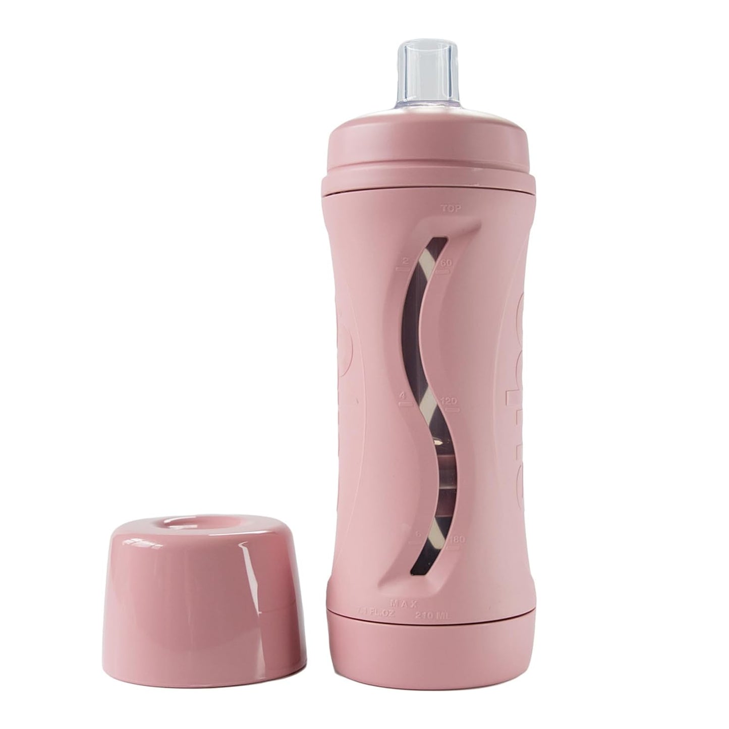 Subo Baby Food Bottle | No Mess Baby Toddler Self Feeder | Squeeze Free Design for Purees, Smoothies, Yogurt, Oatmeal, or Thickened Liquids | Reusable Silicone Washable Cup (Rose)