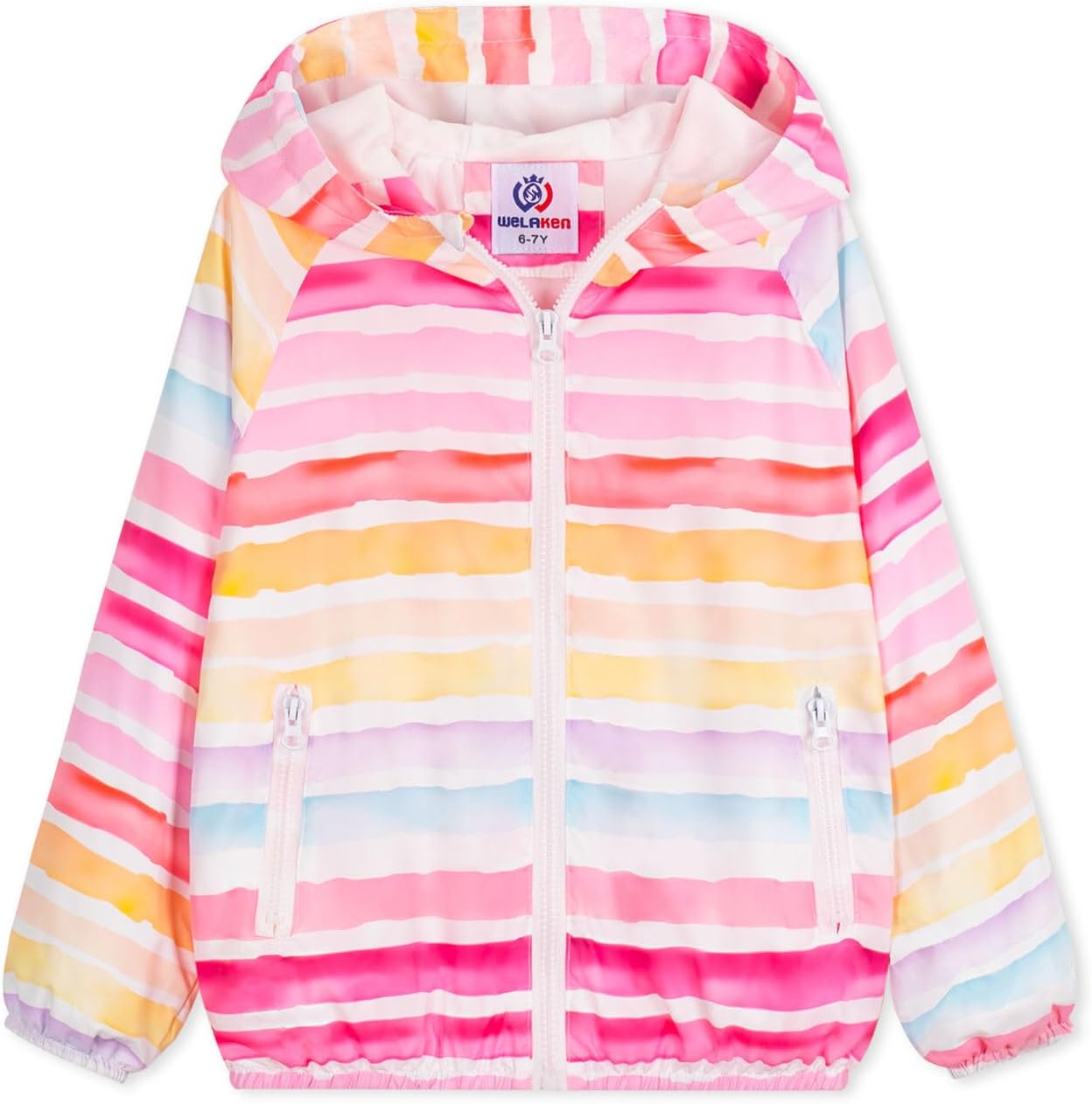 WELAKEN Lightweight Jacket for Girls Kids & Toddler II Girls' Print Water-Resistant Jacket