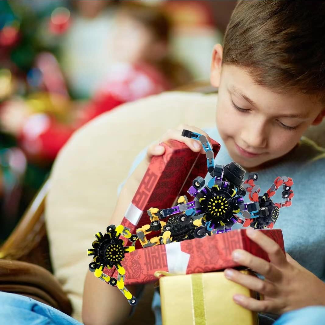 4pcs Fidget Spinners for kids&Adults Transformable Fingertip Gyros for Girls Boys Stress Reliefs Toys for ADHD Astium for Kids Easter Basket Stuffers Gifts Fidget Toys 4pc