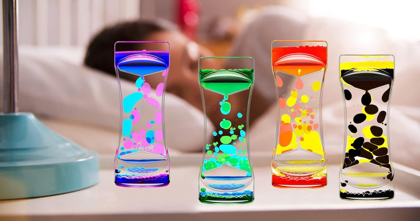 Black Yellow Liquid Motion Bubbler Timer Set of 1, Fidget Timers for Sensory Toys, Oil Water Office Desk Toys for Autism Toys, Relaxing Activity, Christmas Stocking Filler Gift