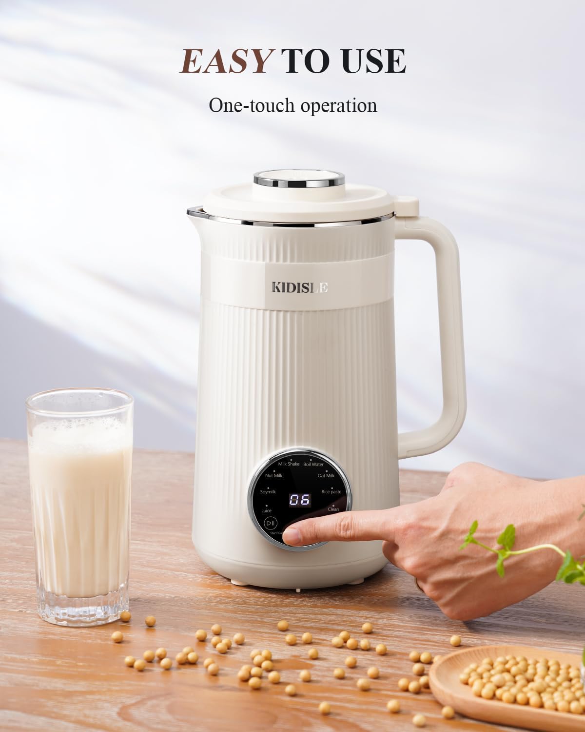8 in 1 Nut Milk Maker Blender, 32oz Homemade Soy, Almond, Oat, Coconut, Plant Based and Non Dairy Beverages, Automatic Soybean Machine With Delay Start/Keep Warm/Boil Water, Cream