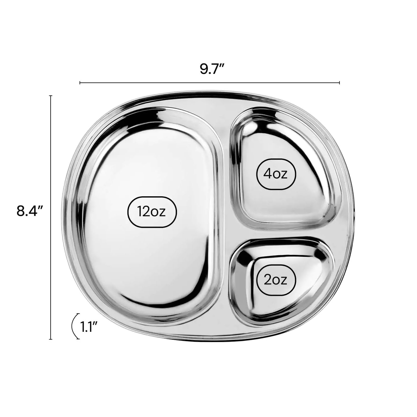 Ahimsa Stainless Steel Plates for Kids - Divided Plates for Toddlers, Pediatrician Designed, Non Toxic Toddler Plate, Camping Plate, BPA Free & Dishwasher Safe (Set of 4)