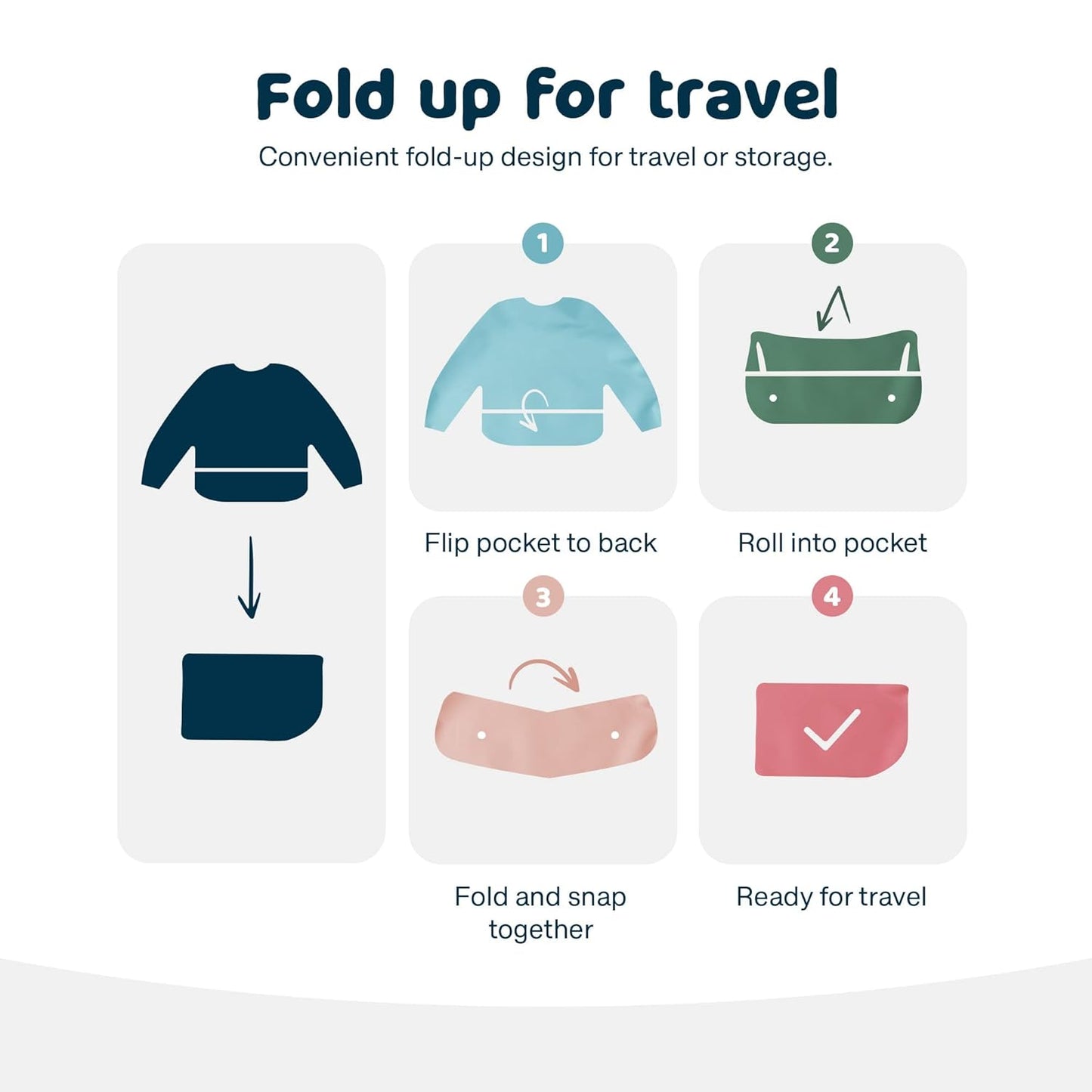 Tiny Twinkle Mess Proof Baby Bib,Waterproof Smock Baby Bib for Eating,Machine Washable Long Sleeve Bib,Baby Led Weaning,Toddler Bib (Checkers Blue, Large 2-4 Years)