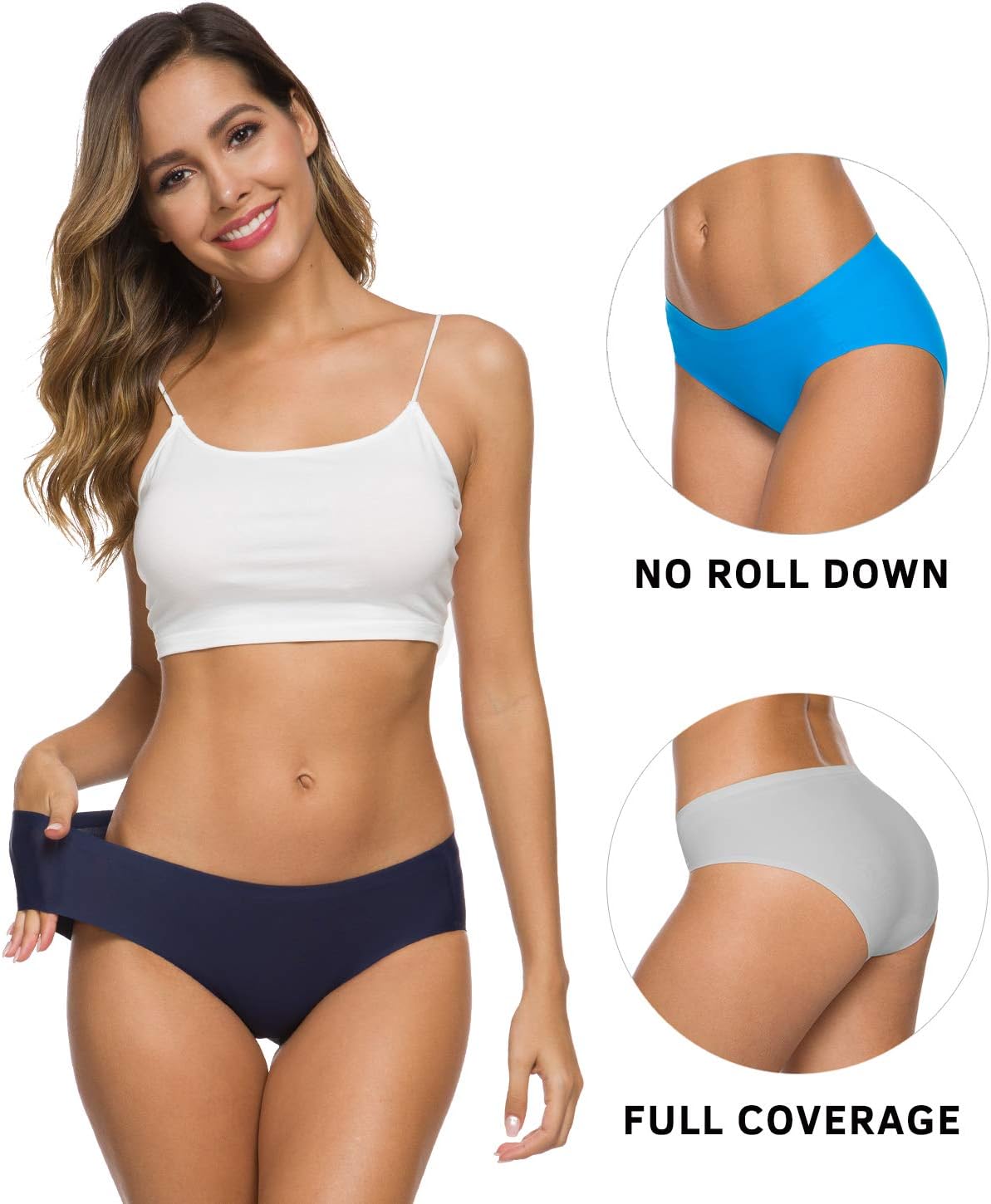 Wealurre Seamless Underwear for Women No Show Panties Soft Stretch Hipster Bikini Underwears 5-Pack