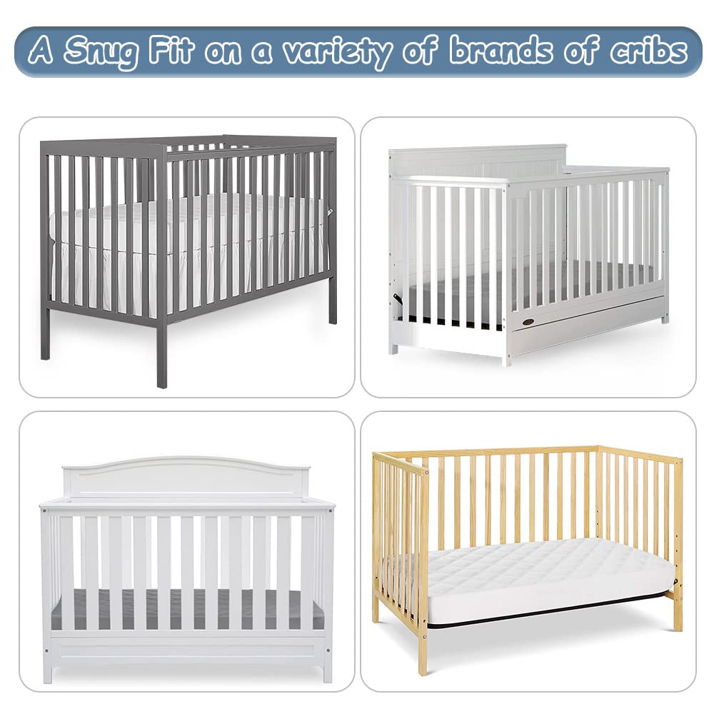 Yoofoss Waterproof Crib Mattress Protector 2 Pack, Quilted Crib Mattress Pad Cover Ultra Soft and Breathable, Machine Washable Toddler Mattress Protector for Standard Baby Crib Size 52''x28''