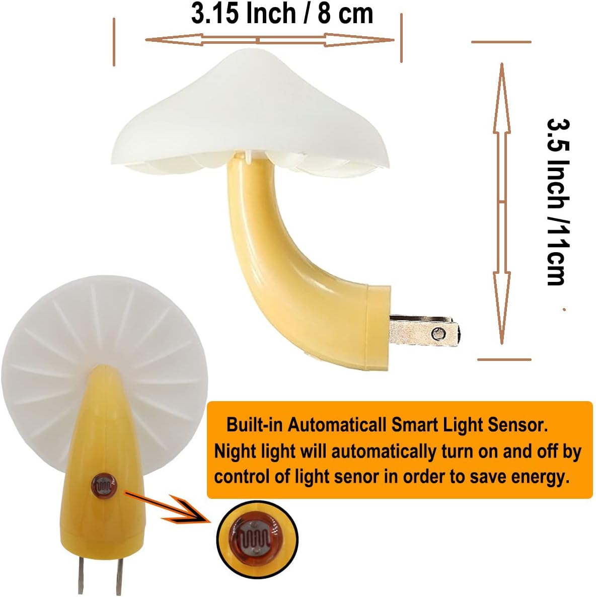 AUSAYE 4 Pack Plug in Night Light, Mushroom Light LED Nightlights for Kids, Adults, Bedroom, Bathroom,Hallway, Stairs, Kitchen Muti-Color