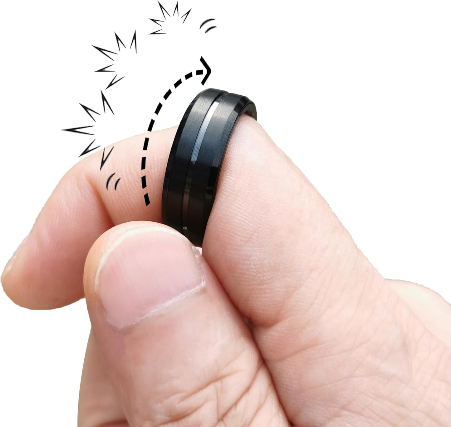 EDC Fidget Slider Fidget Toy Adult Stress Relief Metal Ratchet Ring Jewelry ADHD Recreational Fidget Toy Tactile Coin (Black, 13)