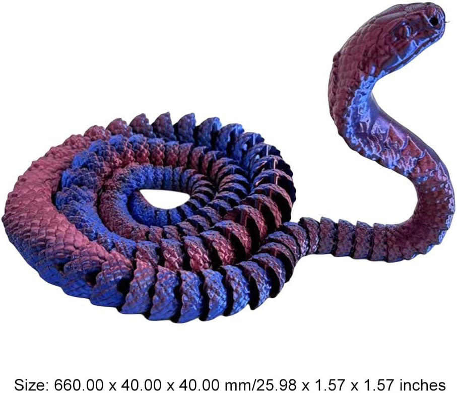 3D Printed Snake Cobra-3D Printed Animals Fidget Toy Creative 3D Printed Animals Articulated Snake Collectibles Home Office Executive Desk Decor