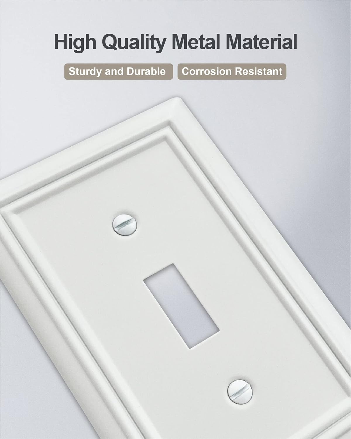 4-Pack Single Toggle Wall Plate, Metal Light Switch Cover, Decorative Off- White Switch Plate Cover, 3.15 * 4.88, Midsize