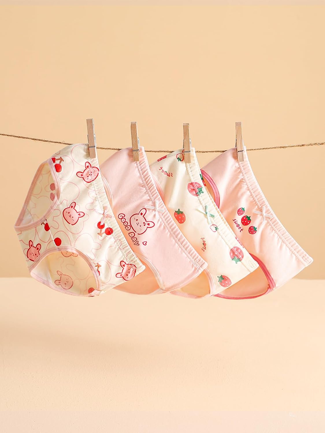 Haloumoning Girls Underwear Soft Cotton Underwear Toddler Girls Briefs Kids Comfy Panties,4-pack