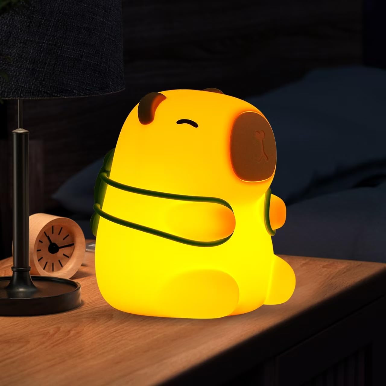Capybara Night Light for Kids,Cute Squishy Silicone Nursery Nightlight Kawaii Animal Bedside Lamp with 7 Colors 3 Levels Dimmable Tap Control Rechargeable Animal Toddler Nightlights for Kids