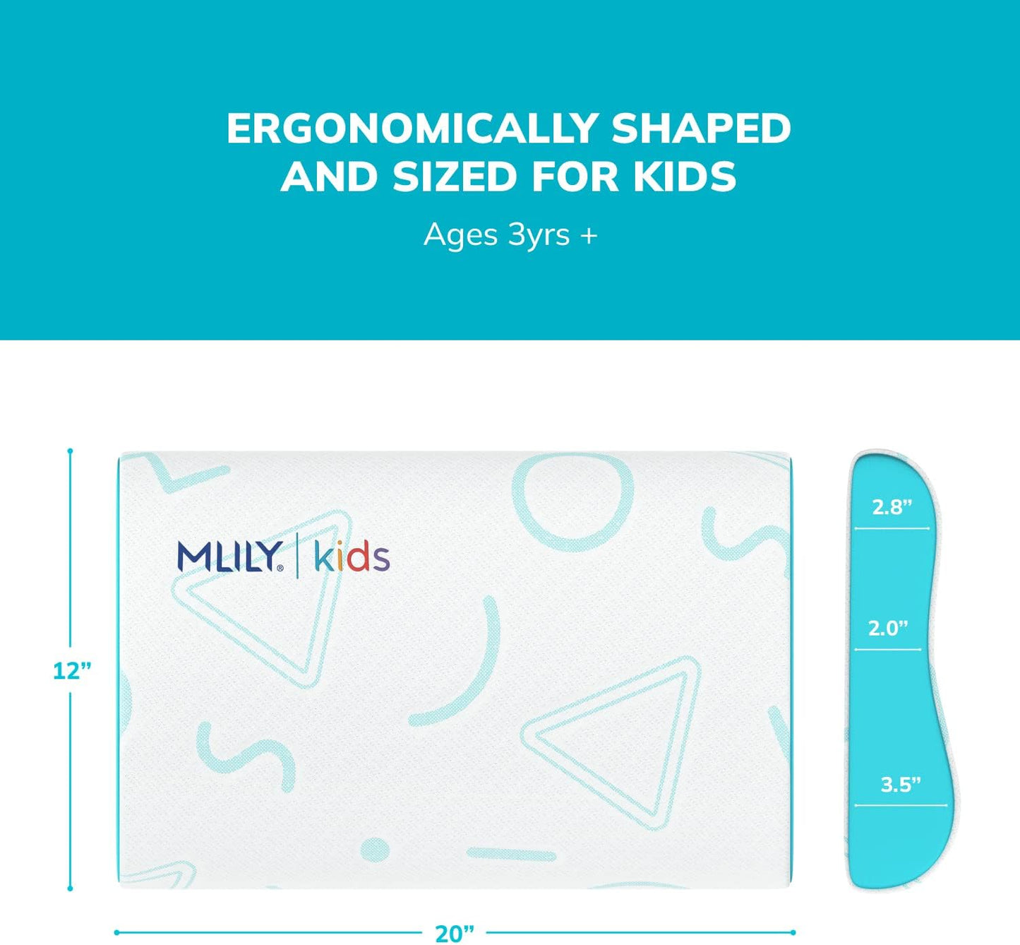 MLILY Kids Pillow for Sleeping, Adjustable Kids Memory Foam Pillow for Bed Set, Breathable and Cooling Pillows for Kids Boy Girl, CertiPUR-US Certified, 12x20 Inch, Blue