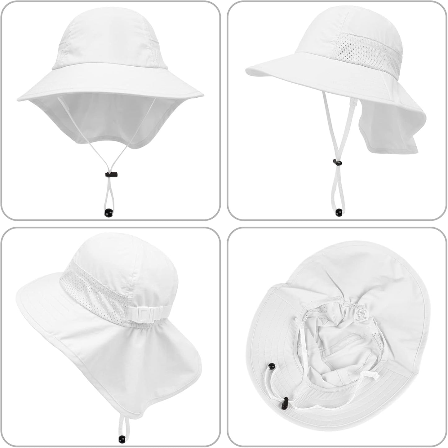2-Pack Toddler Baby Sun Hat Kids Summer UPF 50+ for Boys Girls Adjustable Beach Hats with Bucket Wide Brim Age 1-7 Years(Grey+White,Small)
