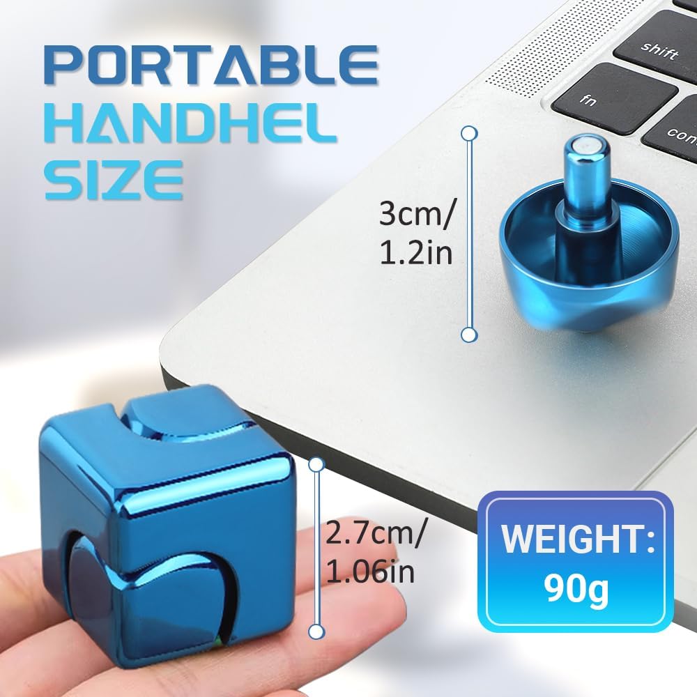 Infinity Cube Fidget Spinner Toy for Kid Adult, Metal Fidget Block Sensory Focus Toy for Boy Girl 3-12, Fingears Stress Relief Easter Stuff EDC Desktop (Blue)