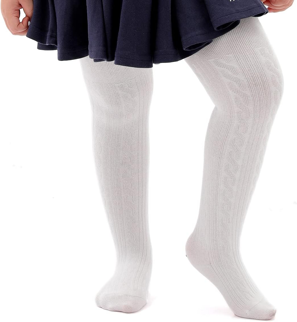 Marchare Baby Girls Tights Thick Solid Cable Knit Leggings Winter Warm Stockings For Toddler Girls 1/2/3/4/5 Pack