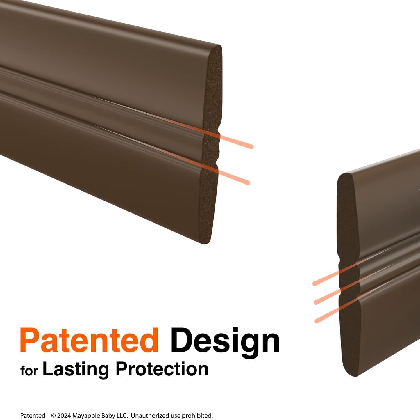 Roving Cove PreFit (Classic) Furniture Edge Corner Protector (Standard 15ft Edge 4 Corners), Baby Proofing Bumper Guards, Coffee Brown, Pre-Taped, for Straight Smooth Surfaces