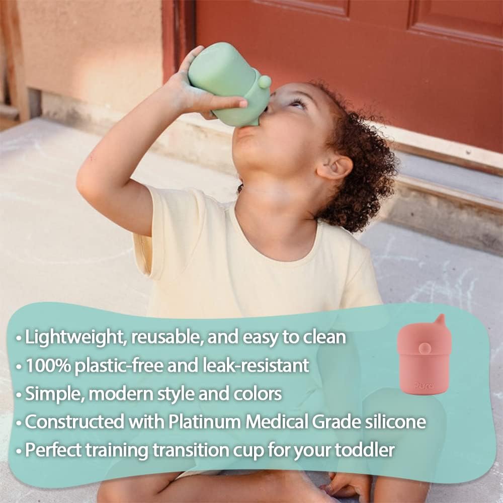 Pura my-my Silicone Sippy Cup 5oz/150ml - Training Cup, Reusable, Platinum Food Grade Medical Grade, Spill Proof Cups for Kids, Toddlers, Babies & Infants (Slate)