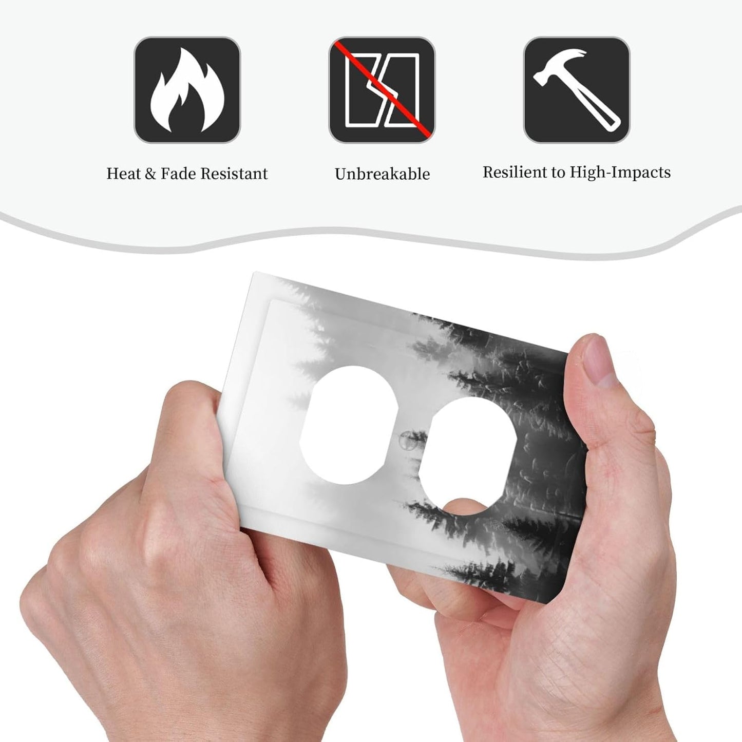 Foggy Forest Natural Scenery Retro Tree Pine Outlet Covers 1 Gang Duplex Light Switch Cover Decorative Switch Plates Electrical Receptacle Faceplate Wall Plate for Bed Room Living Room Decor