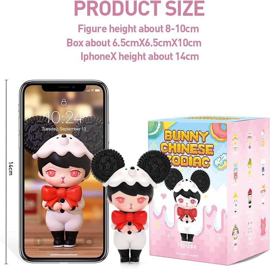POP MART Blind Box Toy Box Bulk Popular Collectible Random Art Toy Hot Toys Cute Figure Creative Gift, for Christmas Birthday Party Holiday (Single Box, Bunny Zodiac Series)