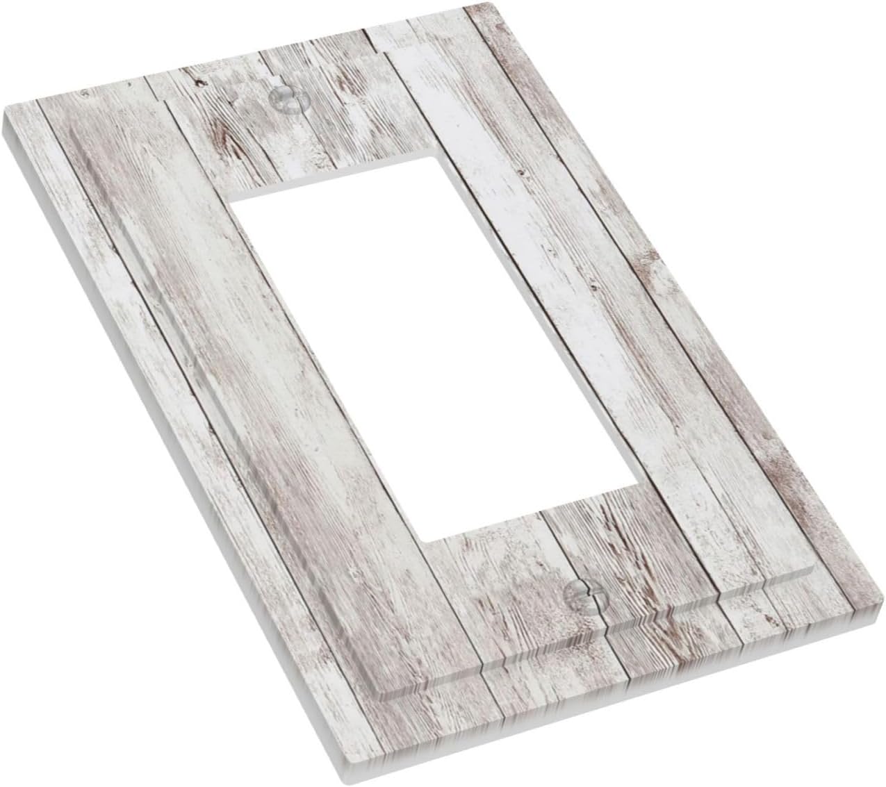 Decorative Outlet Covers Rustic Vintage White Wood Grain 1 Gang Single Rocker Light Switch Cover Plate Wall Plates GFCI Faceplate for Farmhouse Home Decor