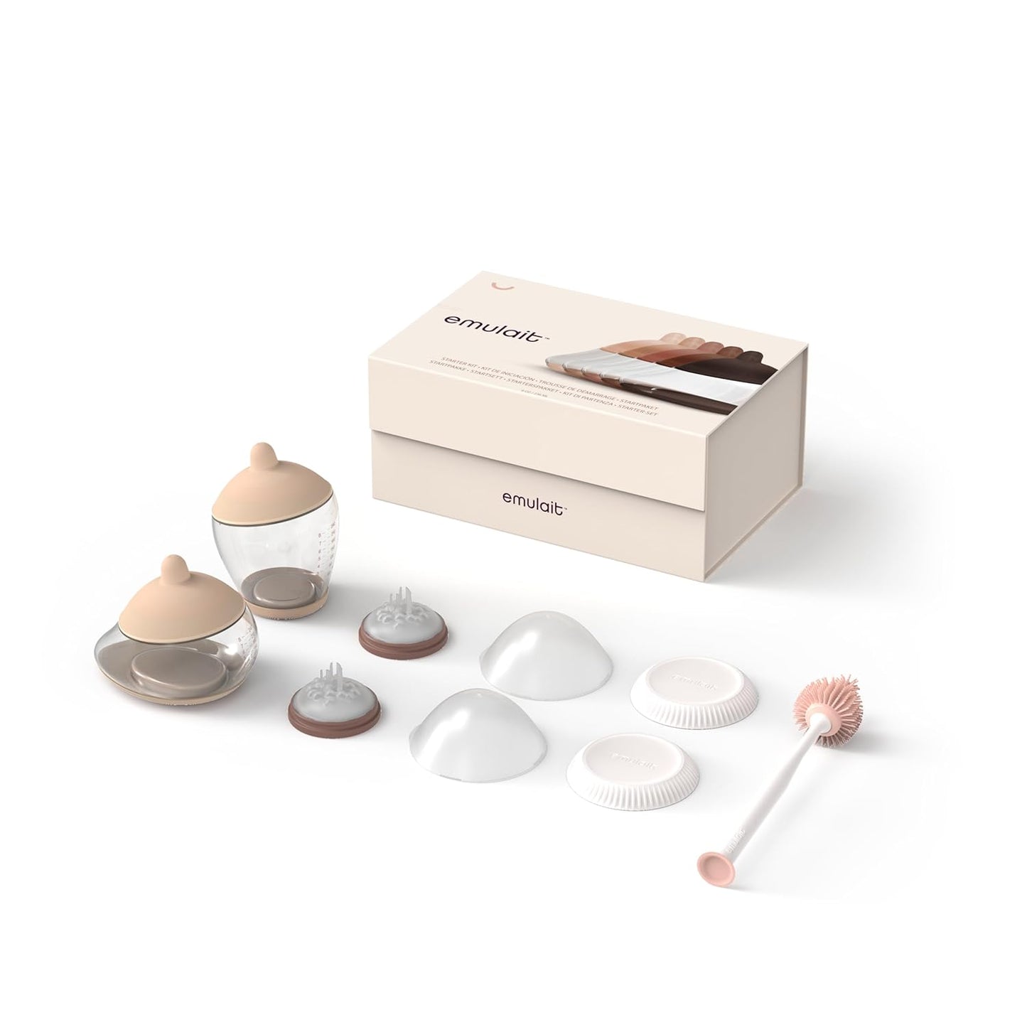 Baby Bottle Starter Kit Includes 2 Bottles 2 Nipples 2 Caps 2 Lids 2 Responsive Flow Valves, Cleaning Brush - Fair - Shape 2-RFV