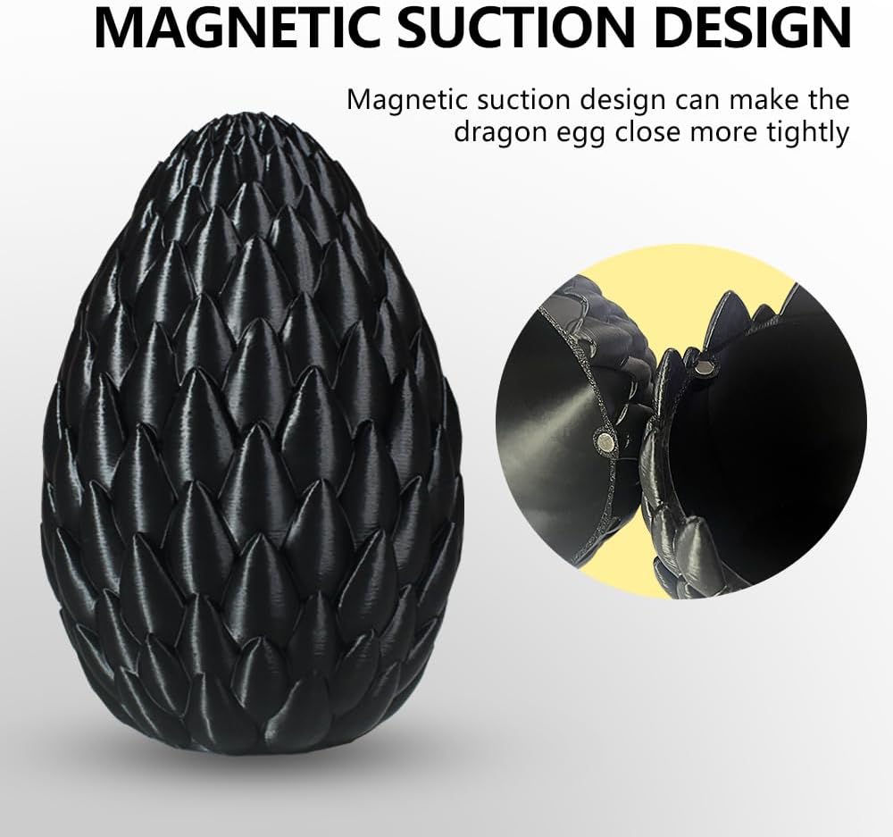 Dragon Eggs with Dragon Inside, 16.5 Inch Large 3D Printed Dragon Egg Articulated Dragon Crystal Dragon Executive Desk Toys Fidget Toy for Autism/ADHD (Blue, only dragon)