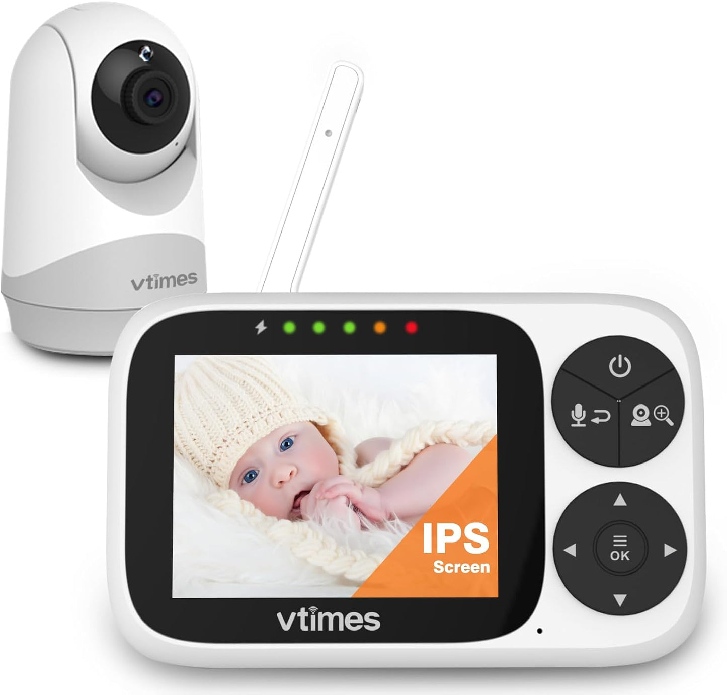 Baby Monitor with Camera and Audio, 3.2" IPS Screen Video Baby Monitor No WiFi Night Vision, Portable Baby Camera VOX Mode Pan-Tilt-Zoom Alarm and 1000ft Range, Ideal for Baby/Elderly/Pet